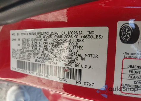 2005 Toyota Tacoma V6 z USA, uszkodzony, nr VIN 5TETU22N55Z051152